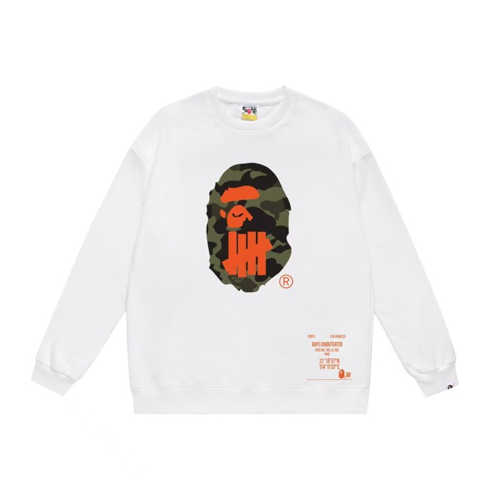 A Bathing Ape Camo Ape Head White Round Logo Print Unisex Crew Neck Sweatshirt 16 colors 29558907