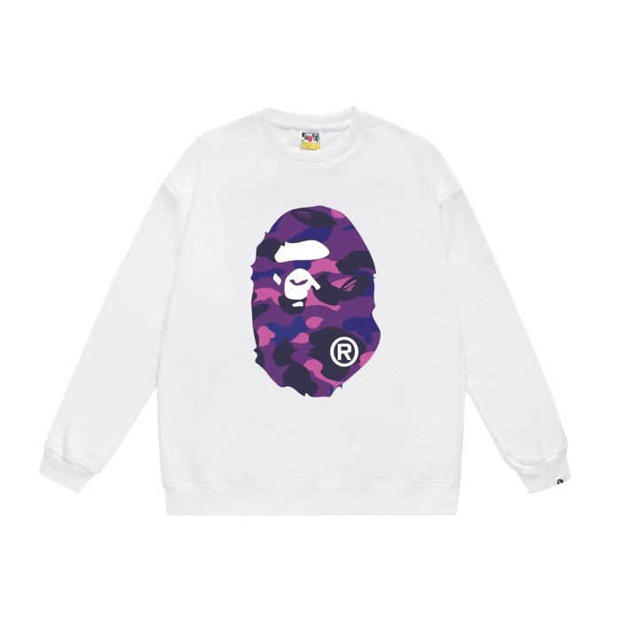 A Bathing Ape Camo Ape Head White Round Logo Print Unisex Crew Neck Sweatshirt 16 colors 29558907