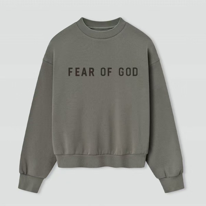 Fear Of God (Essentials) Silicone Letter Fleece Lined Unisex Crew Neck Pullover Sweatshirt 6 colors 29558939