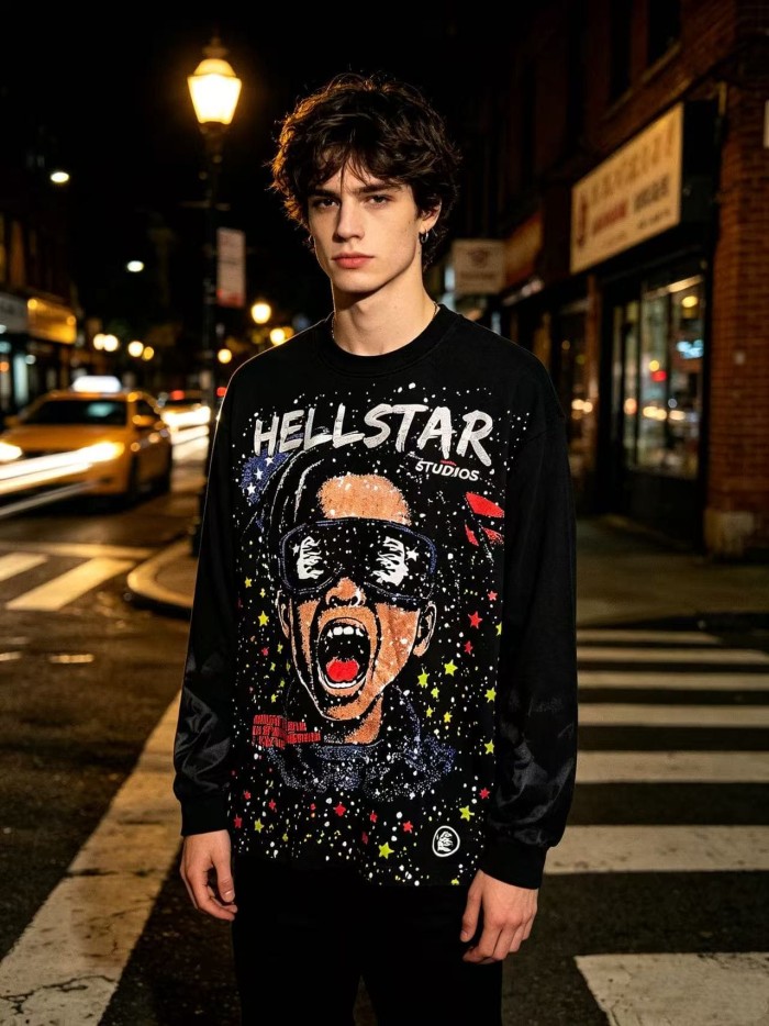 Hellstar Studio Kid Sunglasses Portrait Color Star Slogan Long Sleeve T-Shirt 29558862