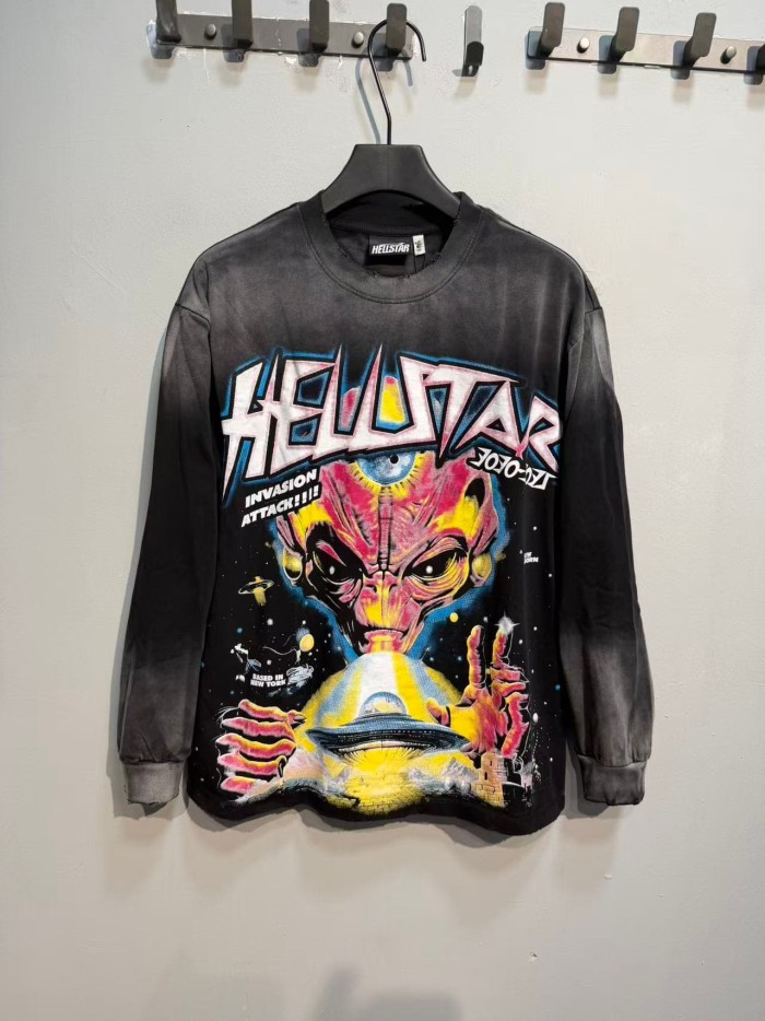 Hellstar Studio Three Eye Alien UFO Gothic Letter Back Desert Long Sleeve T-Shirt 29558872