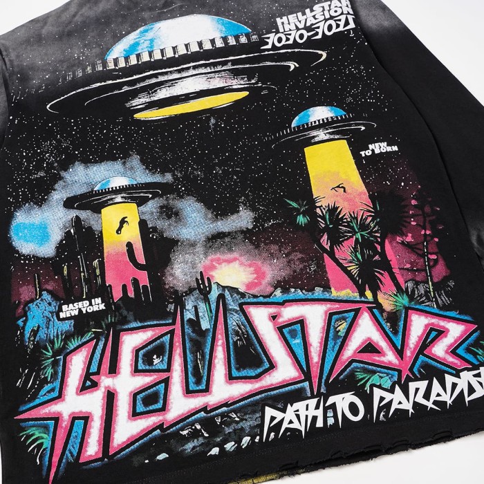 Hellstar Studio Three Eye Alien UFO Gothic Letter Back Desert Long Sleeve T-Shirt 29558872