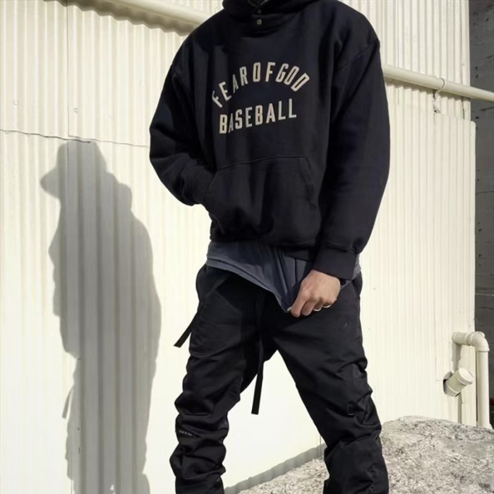 Fear Of God (Essentials) Season 7 Main Line Baseball Letter Unisex Fleece Hoodie 2 colors 29558958