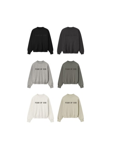 Fear Of God (Essentials) Silicone Letter Fleece Lined Unisex Crew Neck Pullover Sweatshirt 6 colors 29558939
