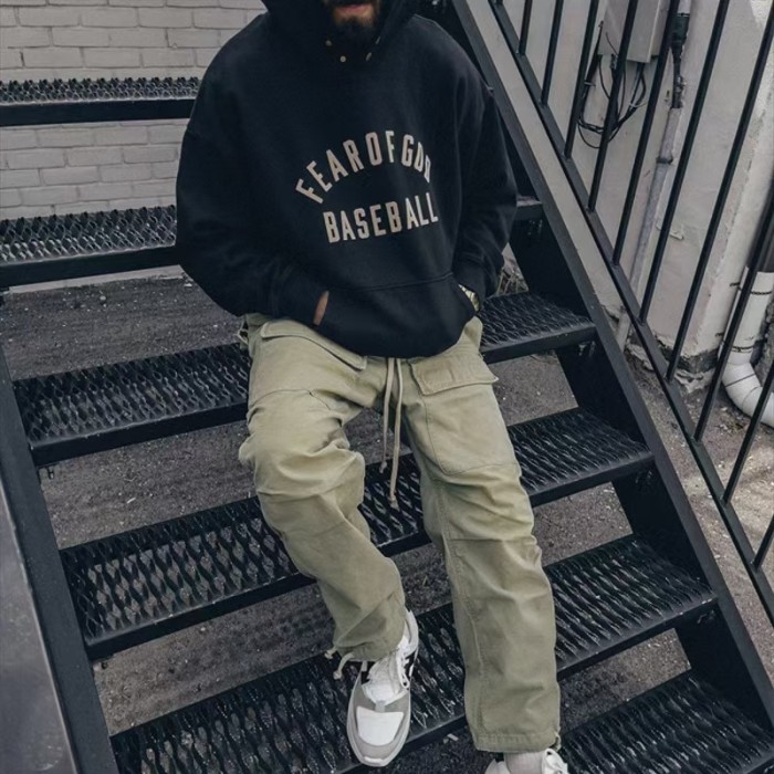Fear Of God (Essentials) Season 7 Main Line Baseball Letter Unisex Fleece Hoodie 2 colors 29558958
