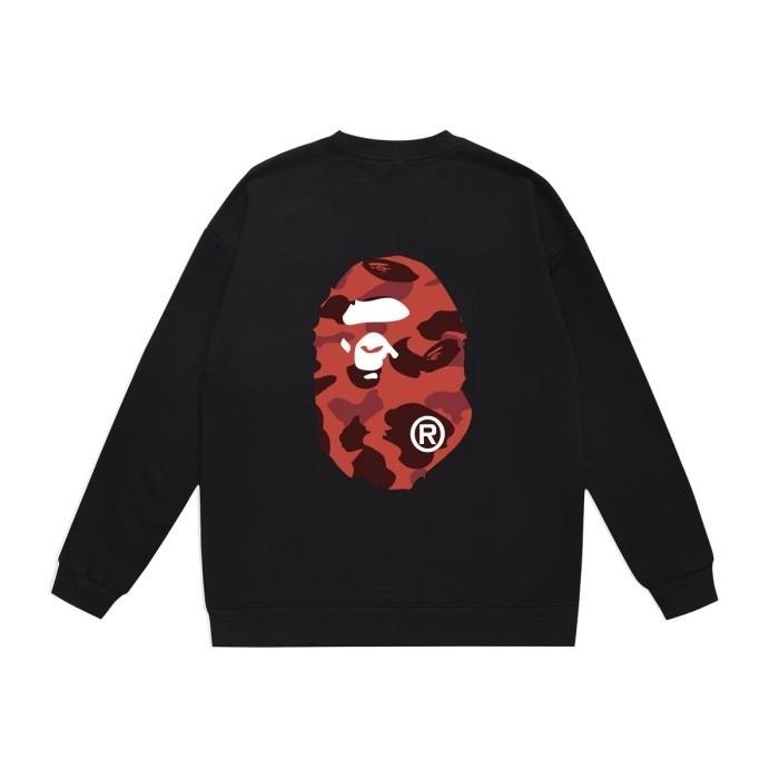 A Bathing Ape Camo Ape Head White Round Logo Print Unisex Crew Neck Sweatshirt 16 colors 29558907