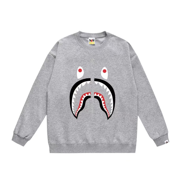 A Bathing Ape Front Shark Head Faux Zip Print Unisex Crew Neck Sweatshirt 3 colors 29558924