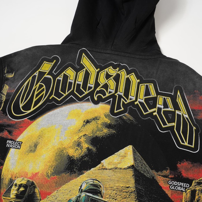Godspeed  Astronaut Pyramid Sphinx Graphic Front Moon Pyramid Astronaut Print Hoodie 29563900