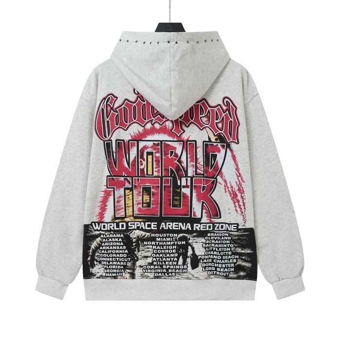Godspeed Astronaut Skeleton Rocket Graphic World Tour Space Text Print Hoodie 2 colors 29563865