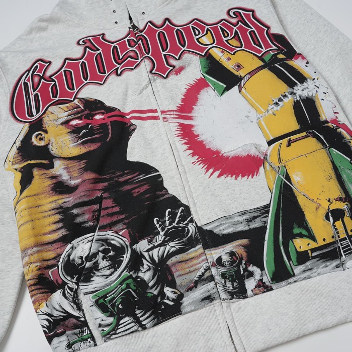 Godspeed Astronaut Skeleton Rocket Graphic World Tour Space Text Print Hoodie 2 colors 29563865