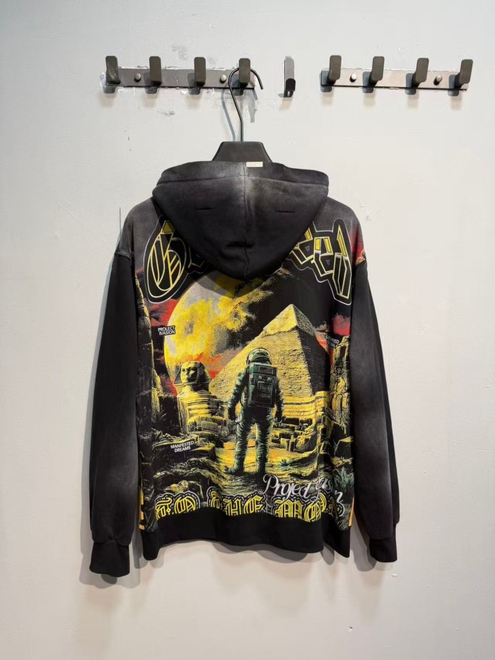Godspeed  Astronaut Pyramid Sphinx Graphic Front Moon Pyramid Astronaut Print Hoodie 29563900