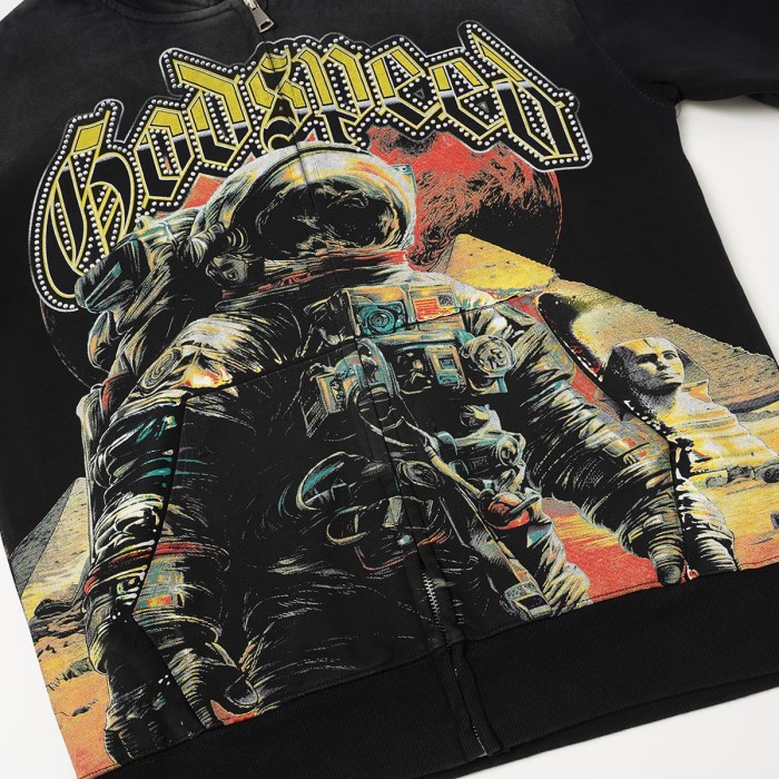 Godspeed  Astronaut Pyramid Sphinx Graphic Front Moon Pyramid Astronaut Print Hoodie 29563900