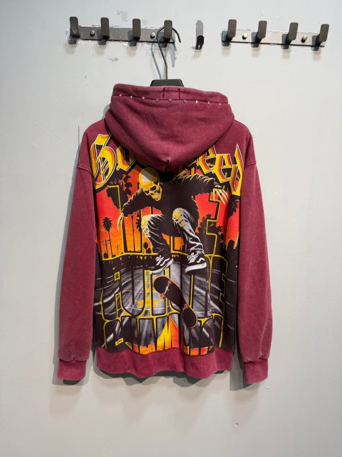 Godspeed Skeleton Skateboard Palm Sunset Washed Fleece Hoodie 2 colors 29563894