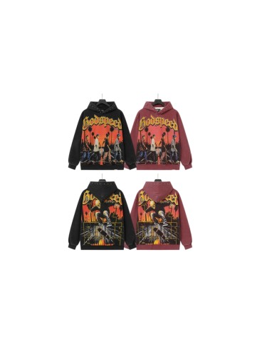 Godspeed Skeleton Skateboard Palm Sunset Washed Fleece Hoodie 2 colors 29563894