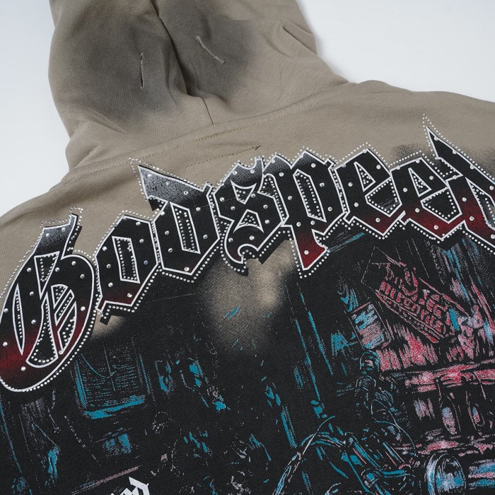 Godspeed Washed Skeleton Motorcycle Print Zip Up Hoodie 2 colors 29563769