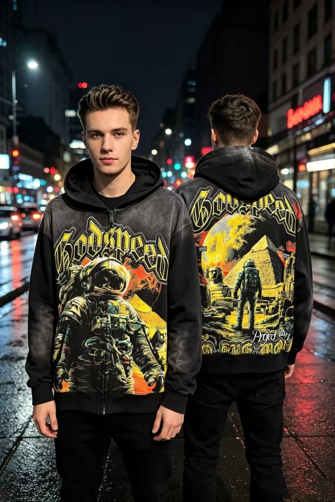 Godspeed  Astronaut Pyramid Sphinx Graphic Front Moon Pyramid Astronaut Print Hoodie 29563900