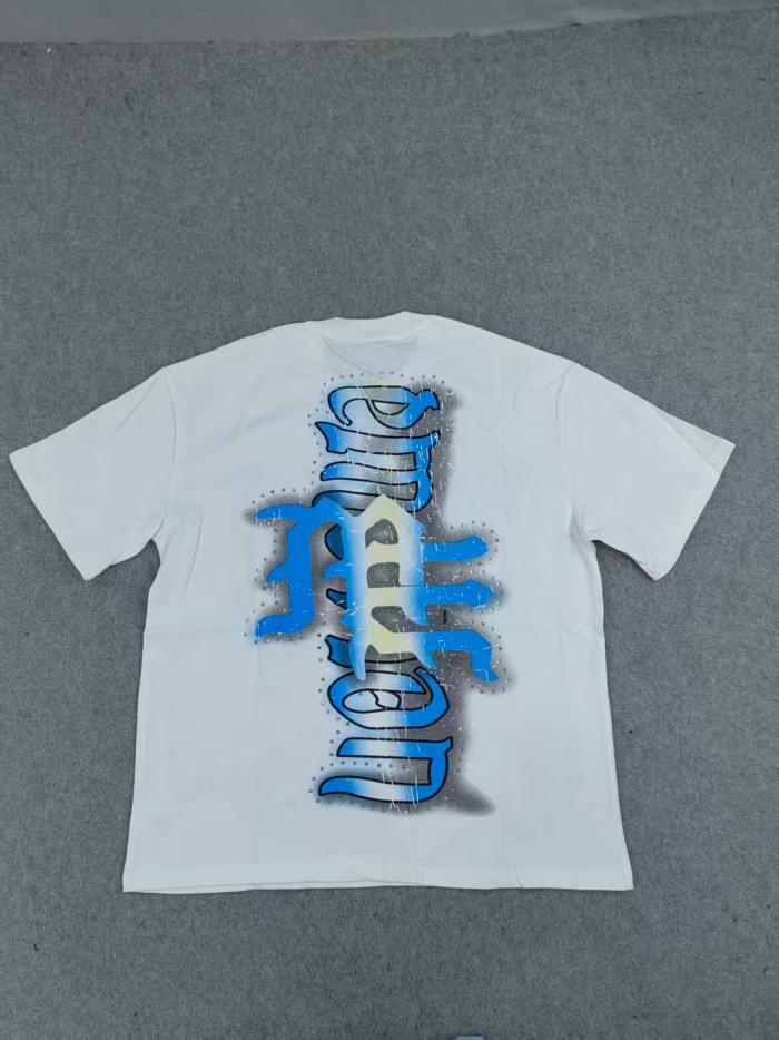 Mixed Emotion Bandage-blindfolded angel gradient Gothic diamond-studded T-shirt 2 colors 29069184