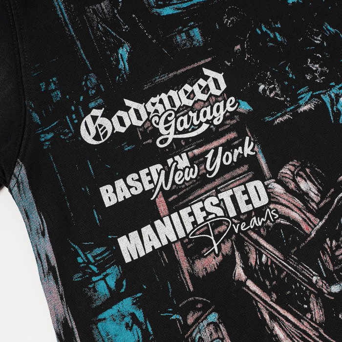 Godspeed Washed Skeleton Motorcycle Print Zip Up Hoodie 2 colors 29563769