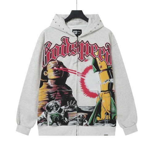 Godspeed Astronaut Skeleton Rocket Graphic World Tour Space Text Print Hoodie 2 colors 29563865