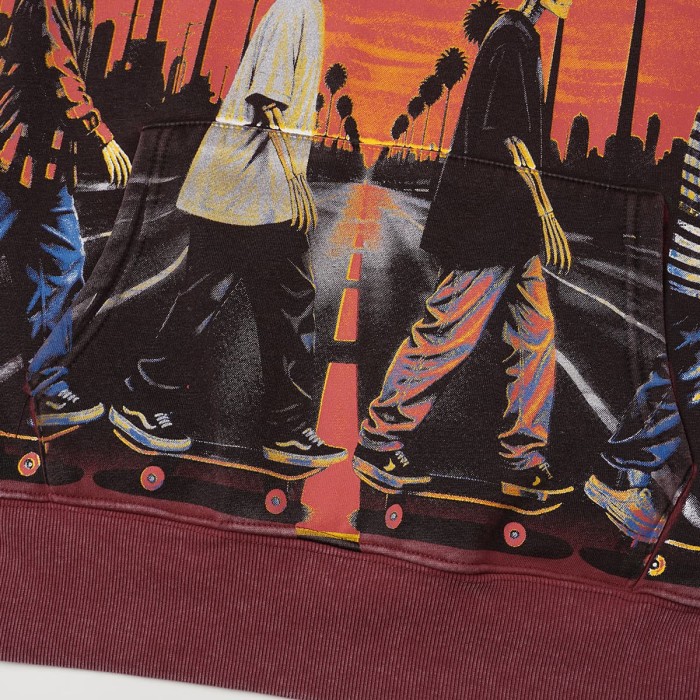 Godspeed Skeleton Skateboard Palm Sunset Washed Fleece Hoodie 2 colors 29563894