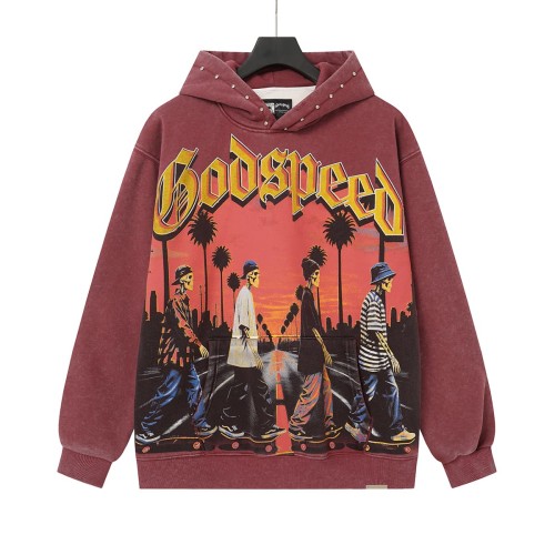 Godspeed Skeleton Skateboard Palm Sunset Washed Fleece Hoodie 2 colors 29563894