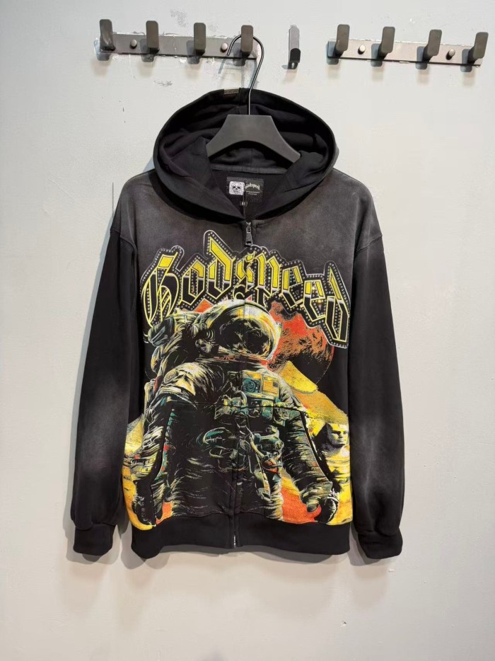 Godspeed  Astronaut Pyramid Sphinx Graphic Front Moon Pyramid Astronaut Print Hoodie 29563900