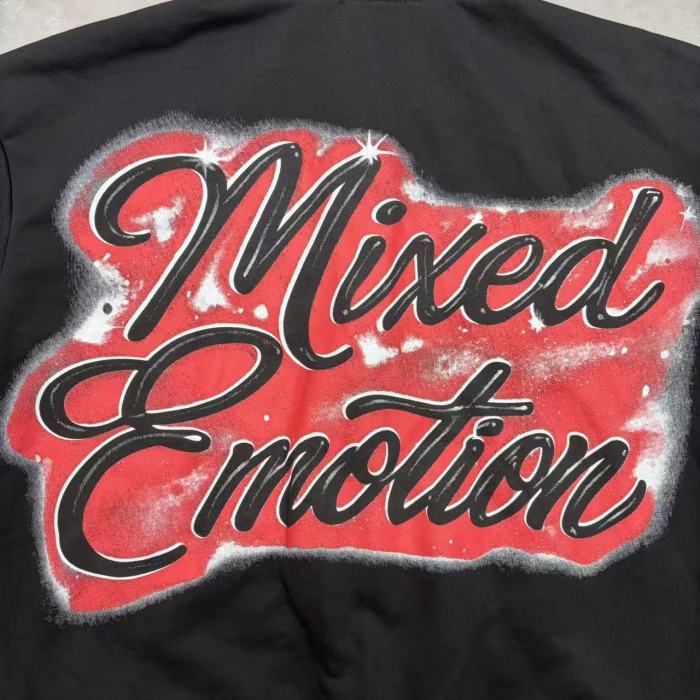 Mixed Emotion Blindfold Angel Star Letter Print Zip Up Hoodie 29567680