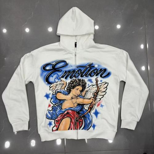 Mixed Emotion Cupid Archer Angel Emotion Spray Letter Print Zip Up Hoodie 29567693