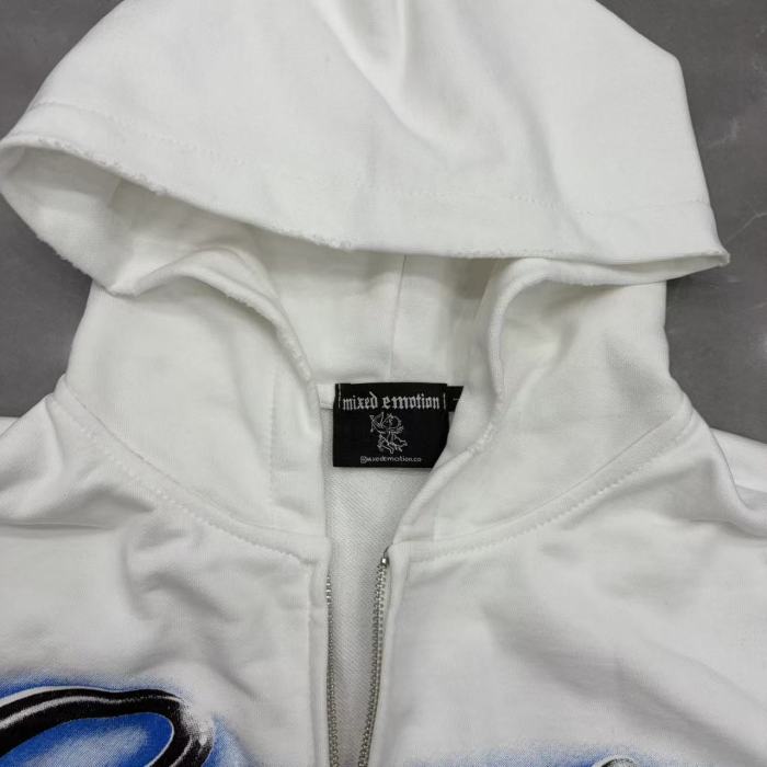 Mixed Emotion Cupid Archer Angel Emotion Spray Letter Print Zip Up Hoodie 29567693