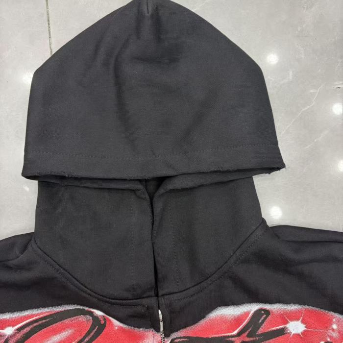 Mixed Emotion Blindfold Angel Star Letter Print Zip Up Hoodie 29567680