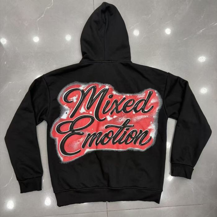 Mixed Emotion Blindfold Angel Star Letter Print Zip Up Hoodie 29567680