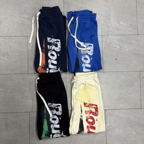 RoughPlay Splatter Frayed Hem Vertical Bold Letter Print Drawstring Straight Sweatpants 4 colors 29567697