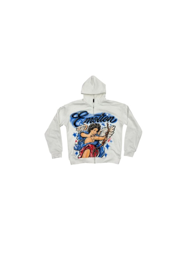 Mixed Emotion Cupid Archer Angel Emotion Spray Letter Print Zip Up Hoodie 29567693