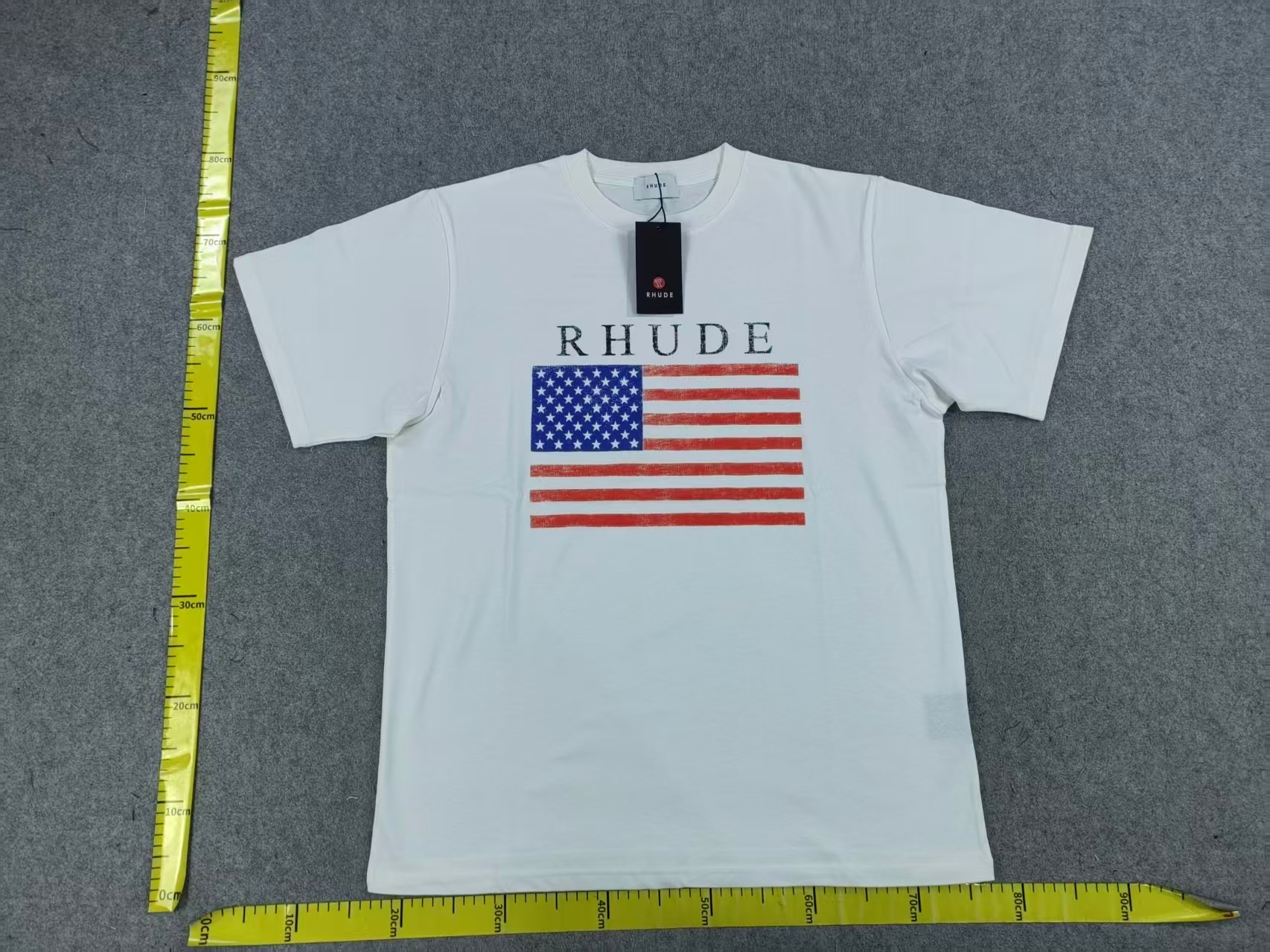 QC photo of Rhude American Flag white T-shirt