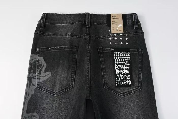 Ksubi 1:1 quality version Side Rose Graphic Print Washed Slim Fit Jeans 29570947