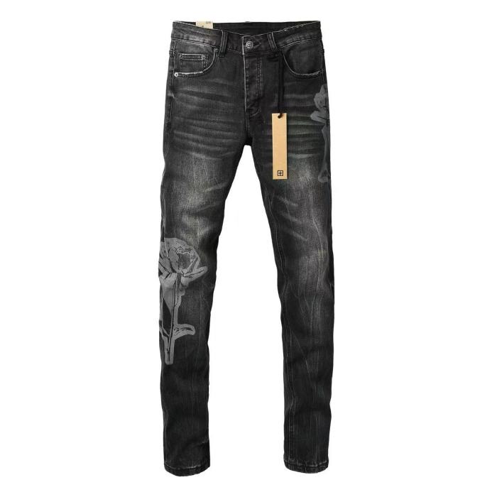 Ksubi 1:1 quality version Side Rose Graphic Print Washed Slim Fit Jeans 29570947