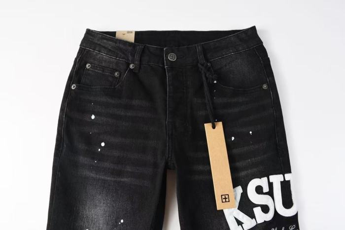Ksubi 1:1 quality version Large Letter Embroidery City Script Paint Splatter Slim Fit Jeans 29570938