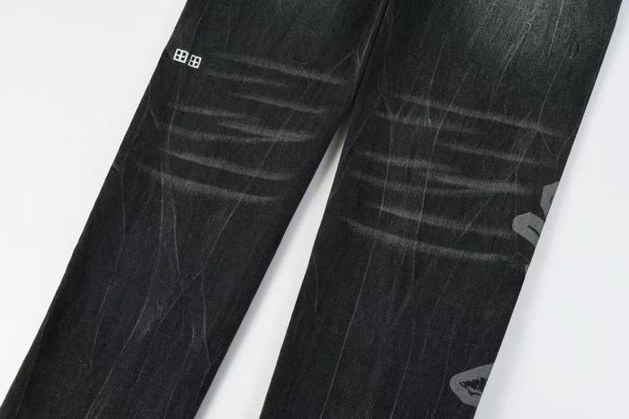 Ksubi 1:1 quality version Side Rose Graphic Print Washed Slim Fit Jeans 29570947