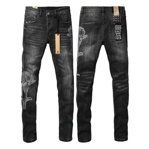 Ksubi 1:1 quality version Side Rose Graphic Print Washed Slim Fit Jeans 29570947