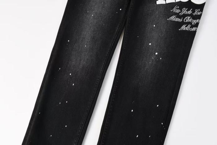 Ksubi 1:1 quality version Large Letter Embroidery City Script Paint Splatter Slim Fit Jeans 29570938