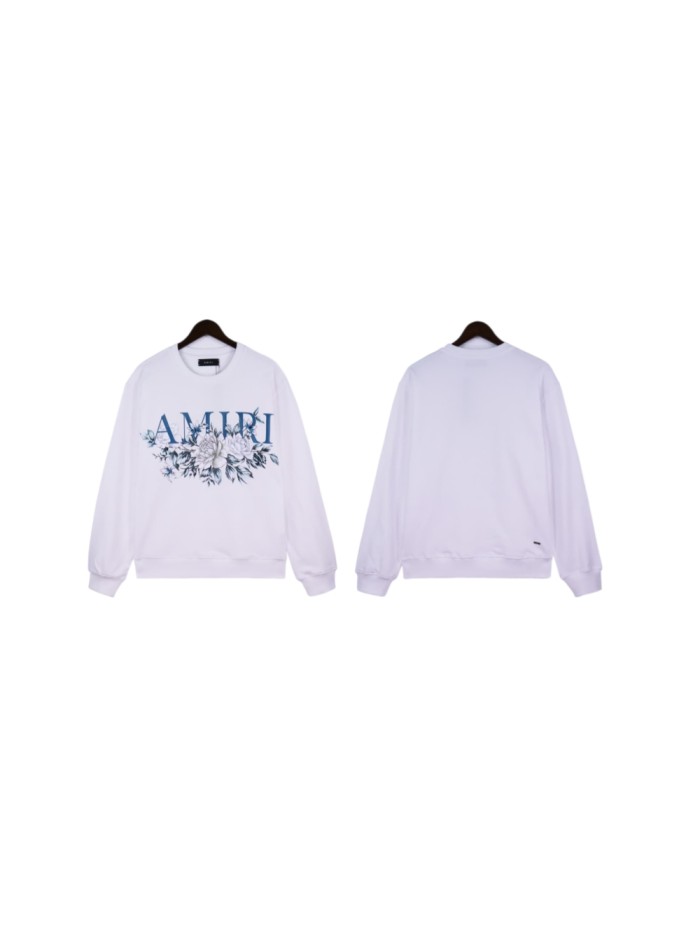 [50% Off]Amiri Floral Blue Logo Print  hoodie