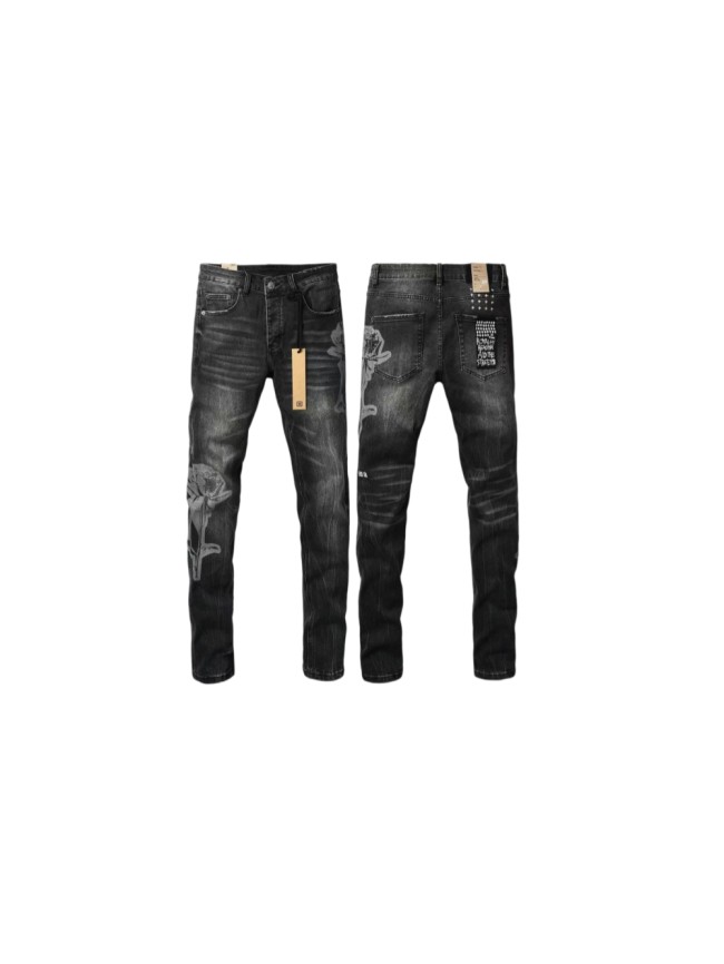 Ksubi 1:1 quality version Side Rose Graphic Print Washed Slim Fit Jeans 29570947