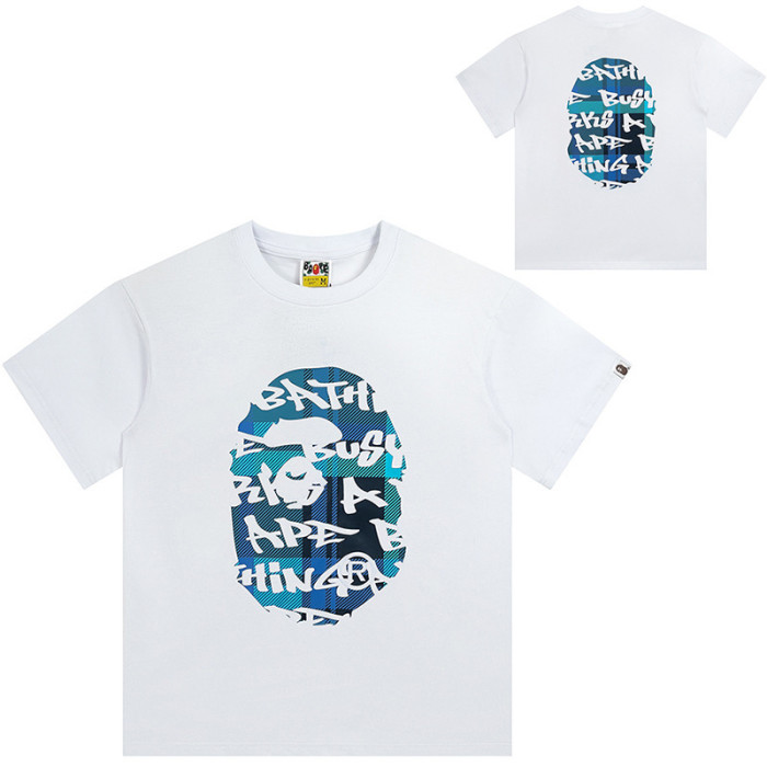 [50% Off]A Bathing Ape Plaid Ape man head Print tee