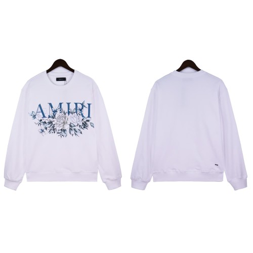 [50% Off]Amiri Floral Blue Logo Print  hoodie