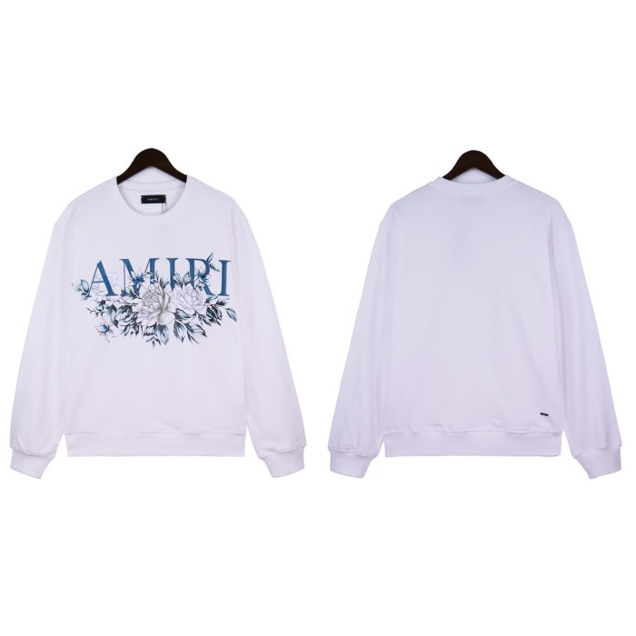[50% Off]Amiri Floral Blue Logo Print  hoodie