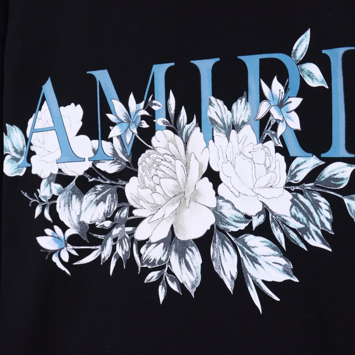 [50% Off]Amiri Floral Blue Logo Print  hoodie