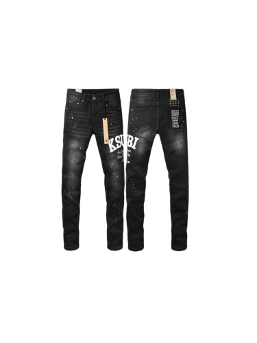 Ksubi 1:1 quality version Large Letter Embroidery City Script Paint Splatter Slim Fit Jeans 29570938