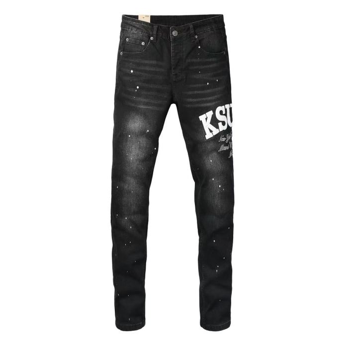 Ksubi 1:1 quality version Large Letter Embroidery City Script Paint Splatter Slim Fit Jeans 29570938
